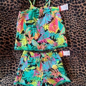 Cat & Jack Vibrant Leaf Print Kids Shorts Set